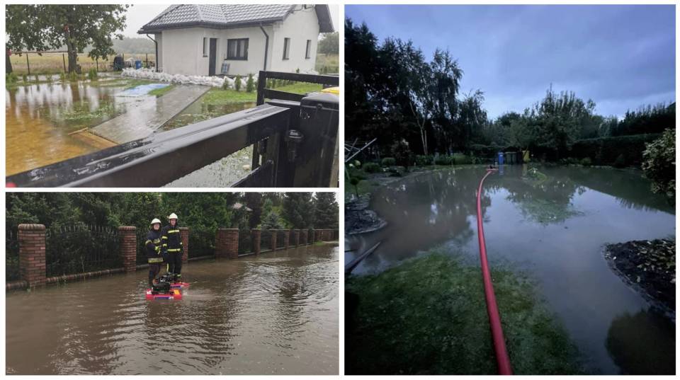Łódzkie: Blisko dwieście interwencji w związku z ulewami. Podtopienia, zalania i wielkie pompowanie to strażackie interwencje